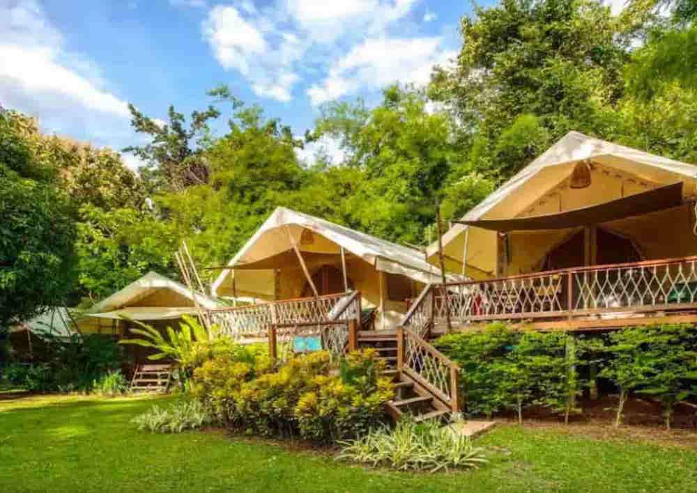 Hintok River Camp safari-style tented resort Kanchanaburi Thailand with riverfront views and jungle surroundings