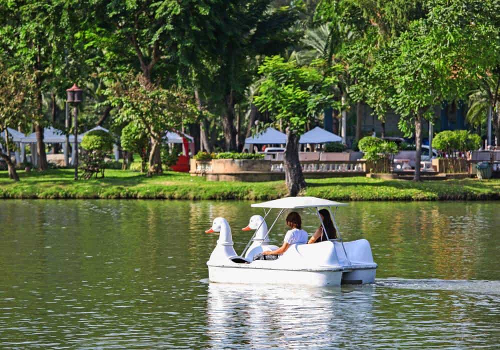 paddle boat in Lumphini Park local spots in bangkok